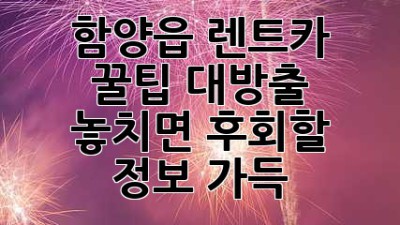 함양읍 렌트카 꿀팁 대방출! 🚗💨 놓치면 후회할 정보 가득!